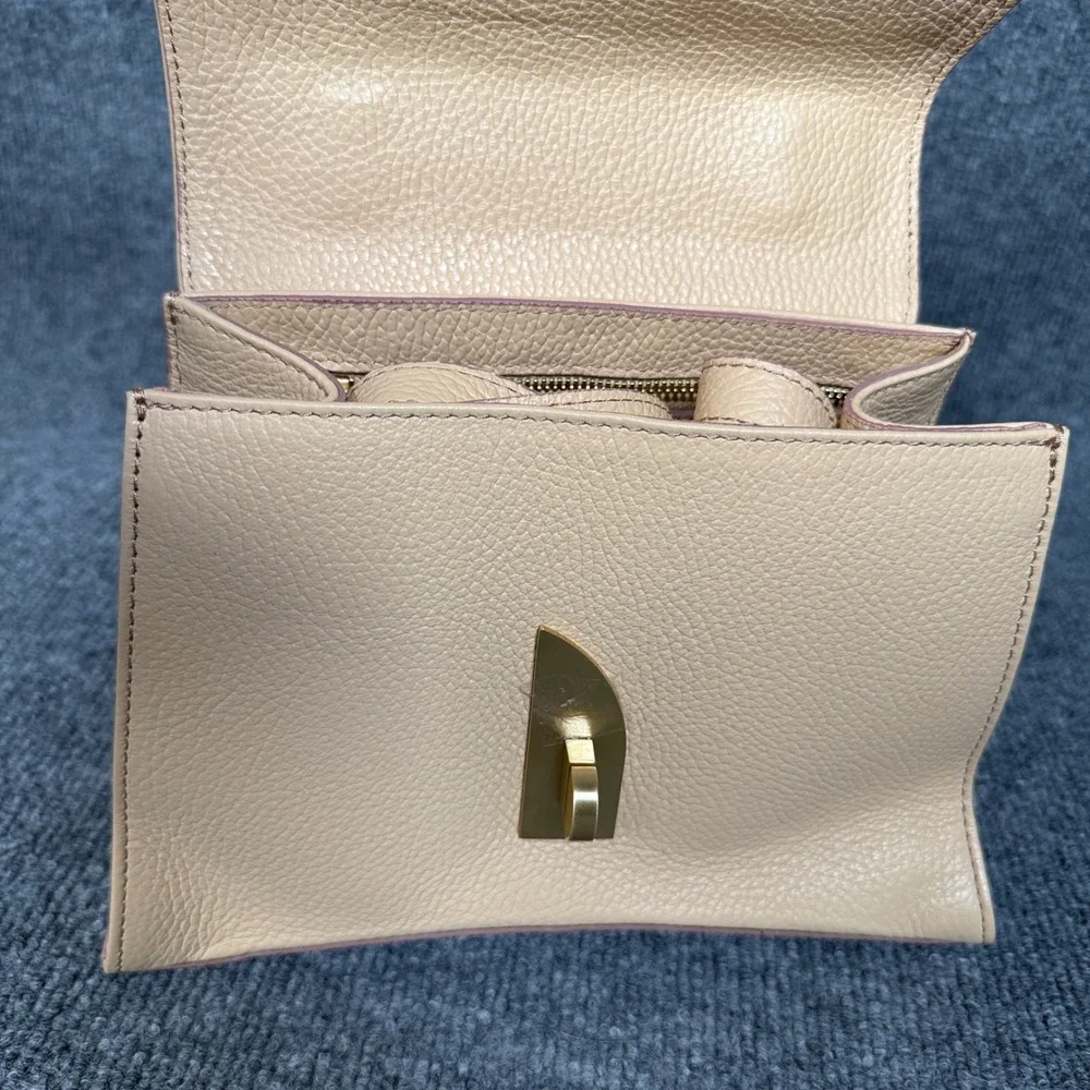 Arcadia Miele Arco Satchel Shoulder Bag Cream Genuine Leather Detachable Strap